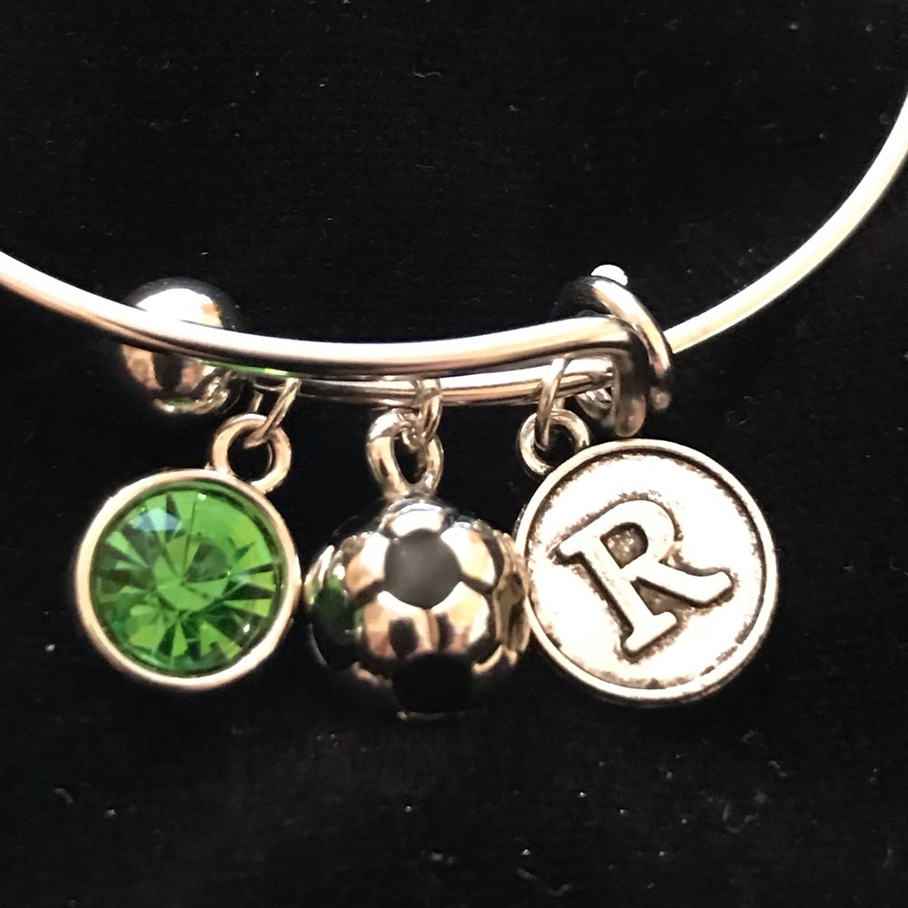 Green Soccer Interchangeable Charm Bracelet